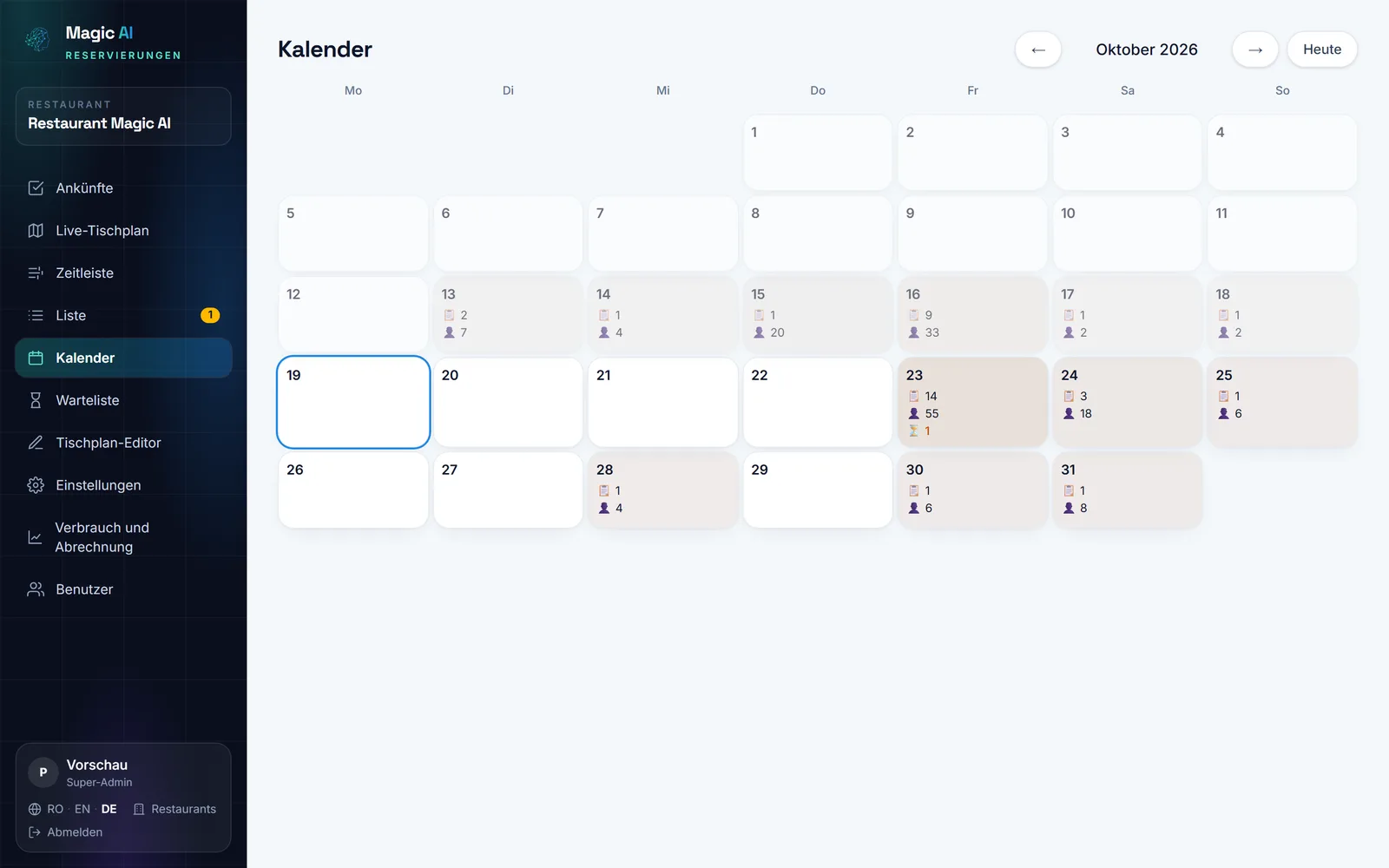 Reservierungskalender
